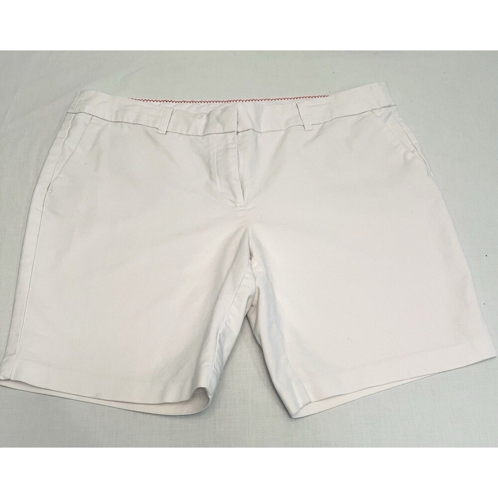 Kenari White Chino Shorts Women’s 14 Mid Rise Flat Front Zip Pockets Cotton
